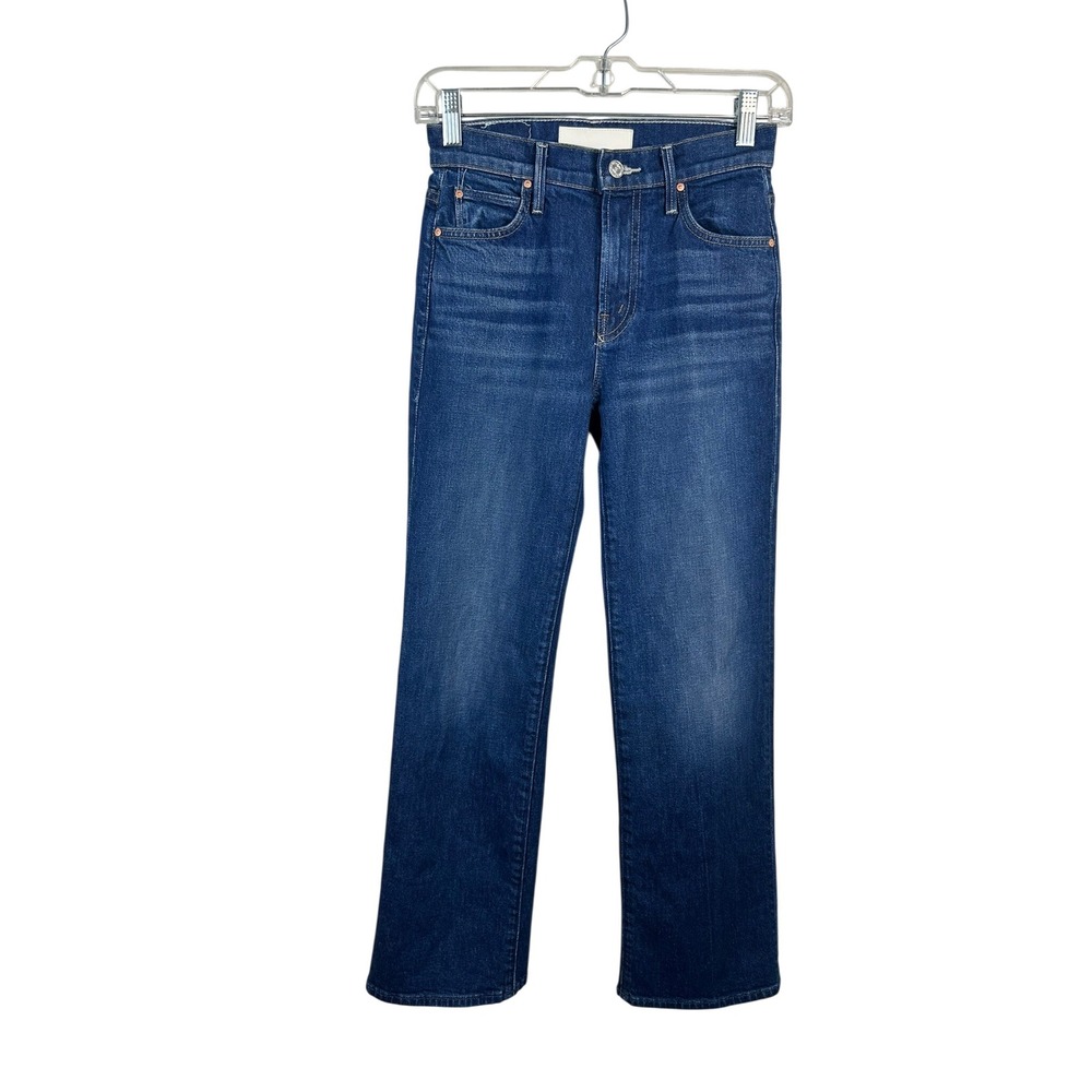 MOTHER Lil Kick It Jeans Women 23 Blue Excellent High Rise Flare Cropped Denim